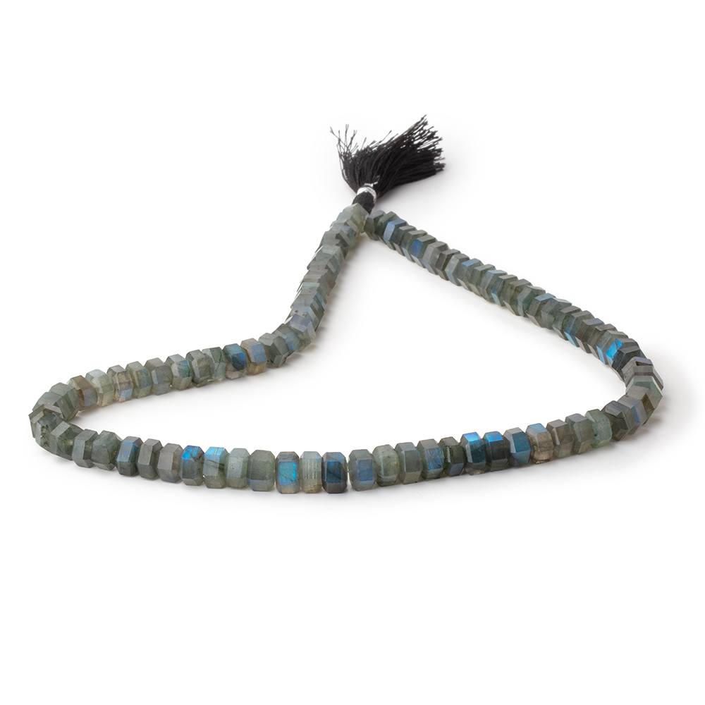 7 - 8mm Labradorite Faceted Hexagon Beads 16 inch 84 pieces - Beadsofcambay.com