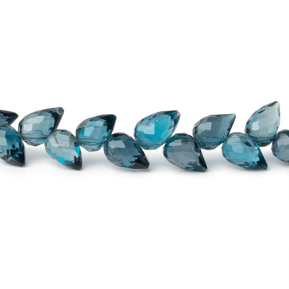 7 - 8mm London Blue Topaz Shoulder Drill Tear Drop 4 inch 24 Beads AAA - Beadsofcambay.com