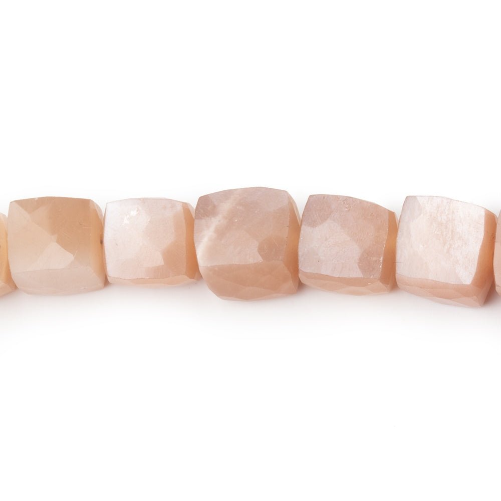 7 - 8mm Peach Moonstone Faceted Cube Beads 7.5 inch 24 pieces - Beadsofcambay.com