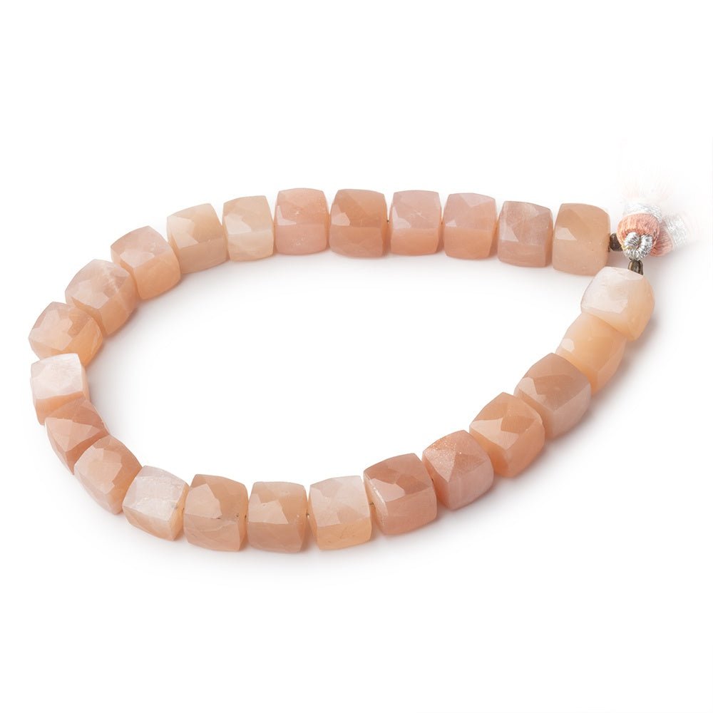 7 - 8mm Peach Moonstone Faceted Cube Beads 7.5 inch 24 pieces - Beadsofcambay.com