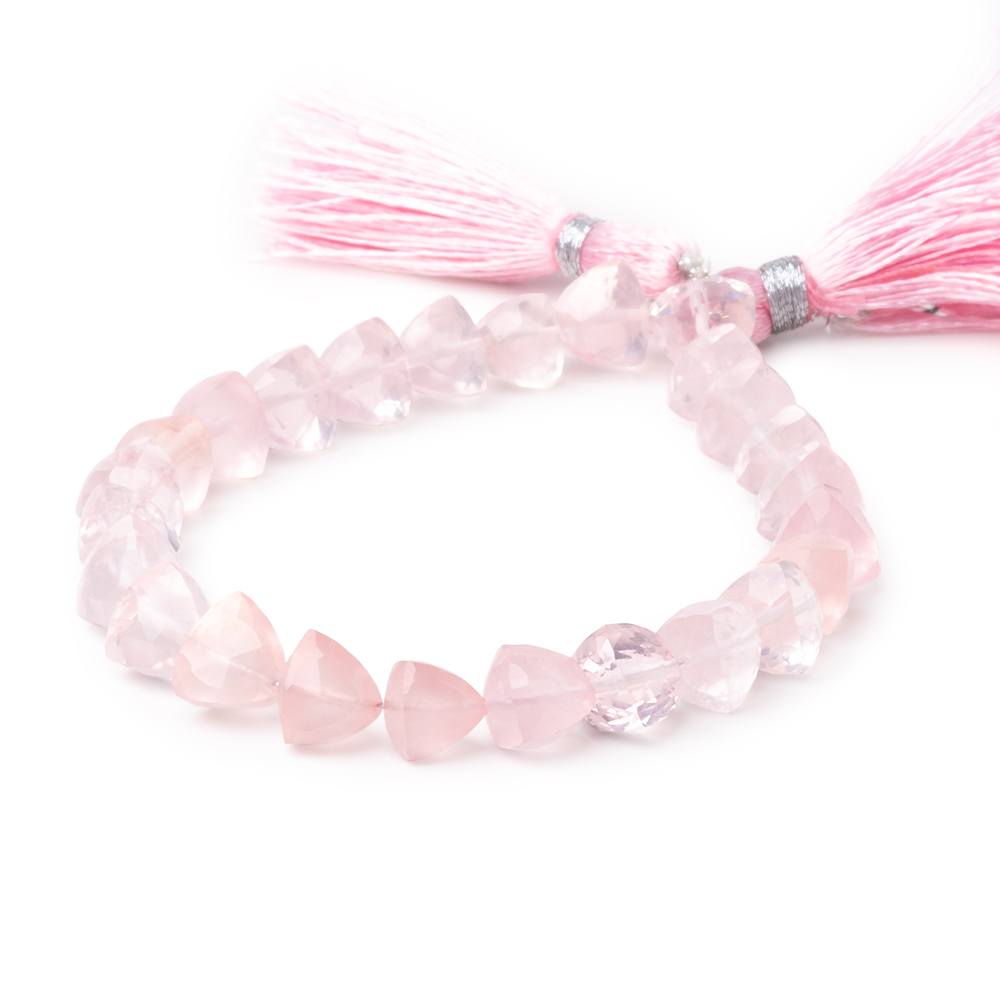 7 - 8mm Rose Quartz Faceted Trillion Beads 7 inch 24 pieces - Beadsofcambay.com