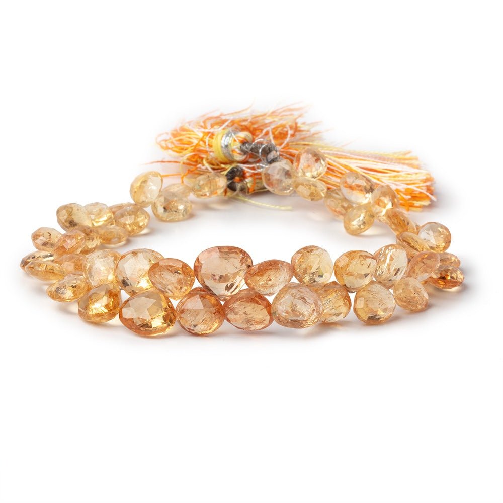 7 - 9.5mm Imperial Topaz Faceted Heart Beads 8 inch 49 pieces - Beadsofcambay.com