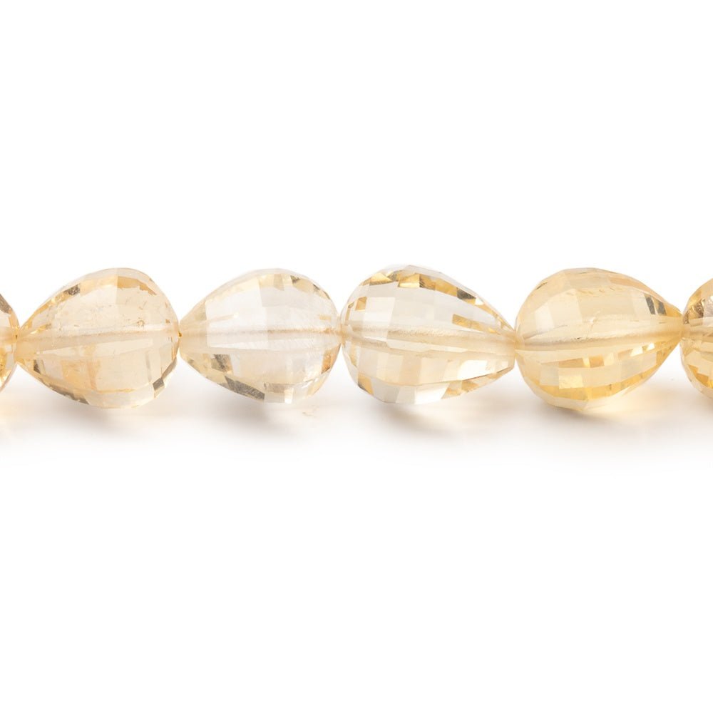 7 - 9mm Citrine Checkerboard Faceted Tear Drop 16 inch 48 Beads - Beadsofcambay.com