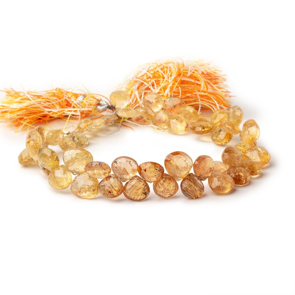 7 - 9mm Imperial Topaz Faceted Heart Beads 8 inch 52 pieces - Beadsofcambay.com