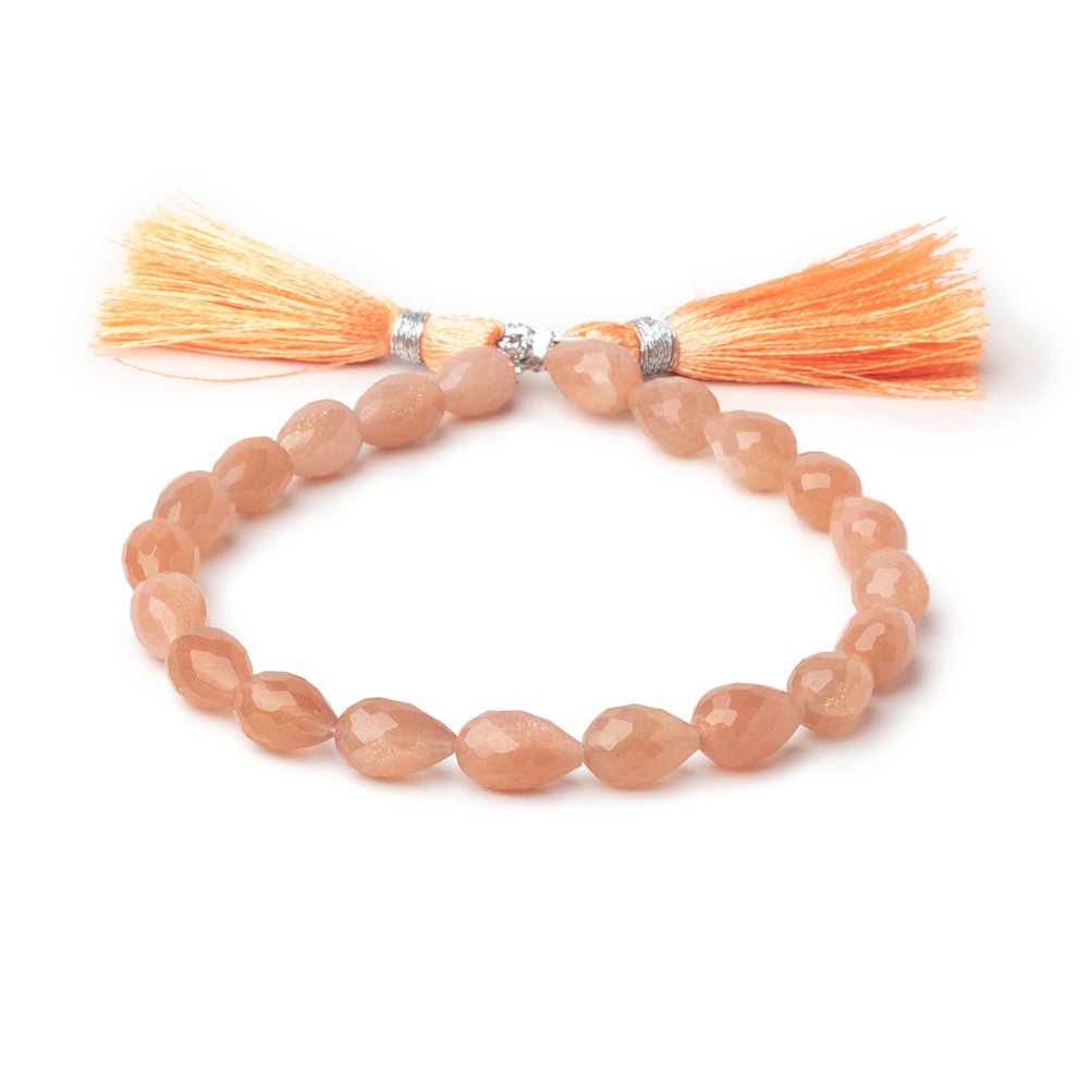 7.5 - 9.5mm Peach Moonstone Straight Drill Tear Drop 7.25 in 20 Beads - Beadsofcambay.com