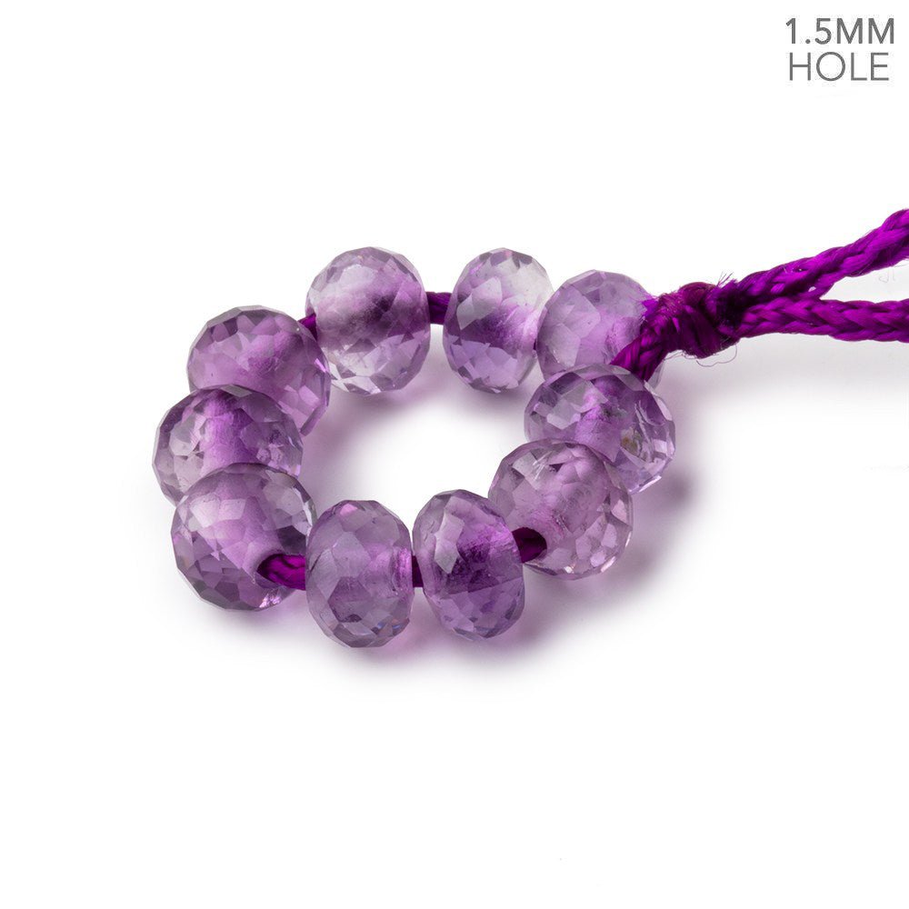 7mm Amethyst 1.5mm Large Hole Faceted Rondelle Beads Set of 10 - Beadsofcambay.com