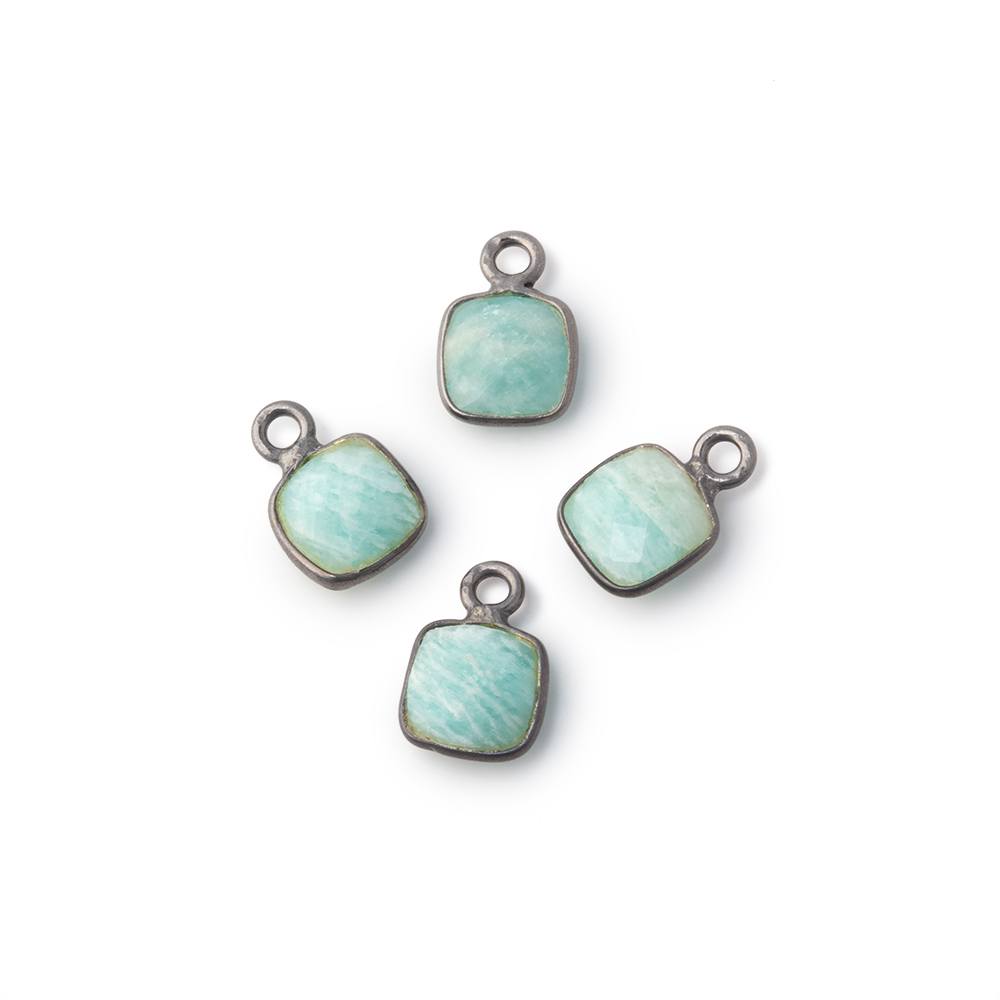 7mm Bezel Set Amazonite Faceted Cushion Set of 4 Pendants - Beadsofcambay.com