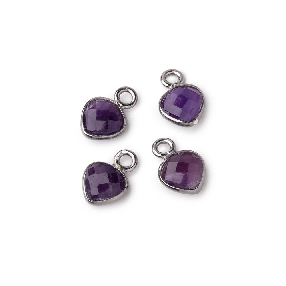 7mm Bezel Set Amethyst Faceted Heart Set of 4 Pendants - Beadsofcambay.com