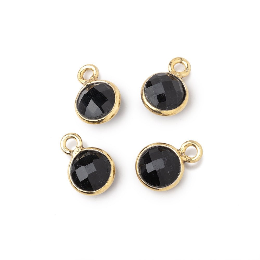 7mm Bezel Set Black Onyx Faceted Coin Set of 4 Pendants - Beadsofcambay.com