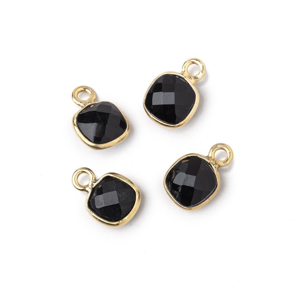 7mm Bezel Set Black Onyx Faceted Cushion Set of 4 Pendants - Beadsofcambay.com