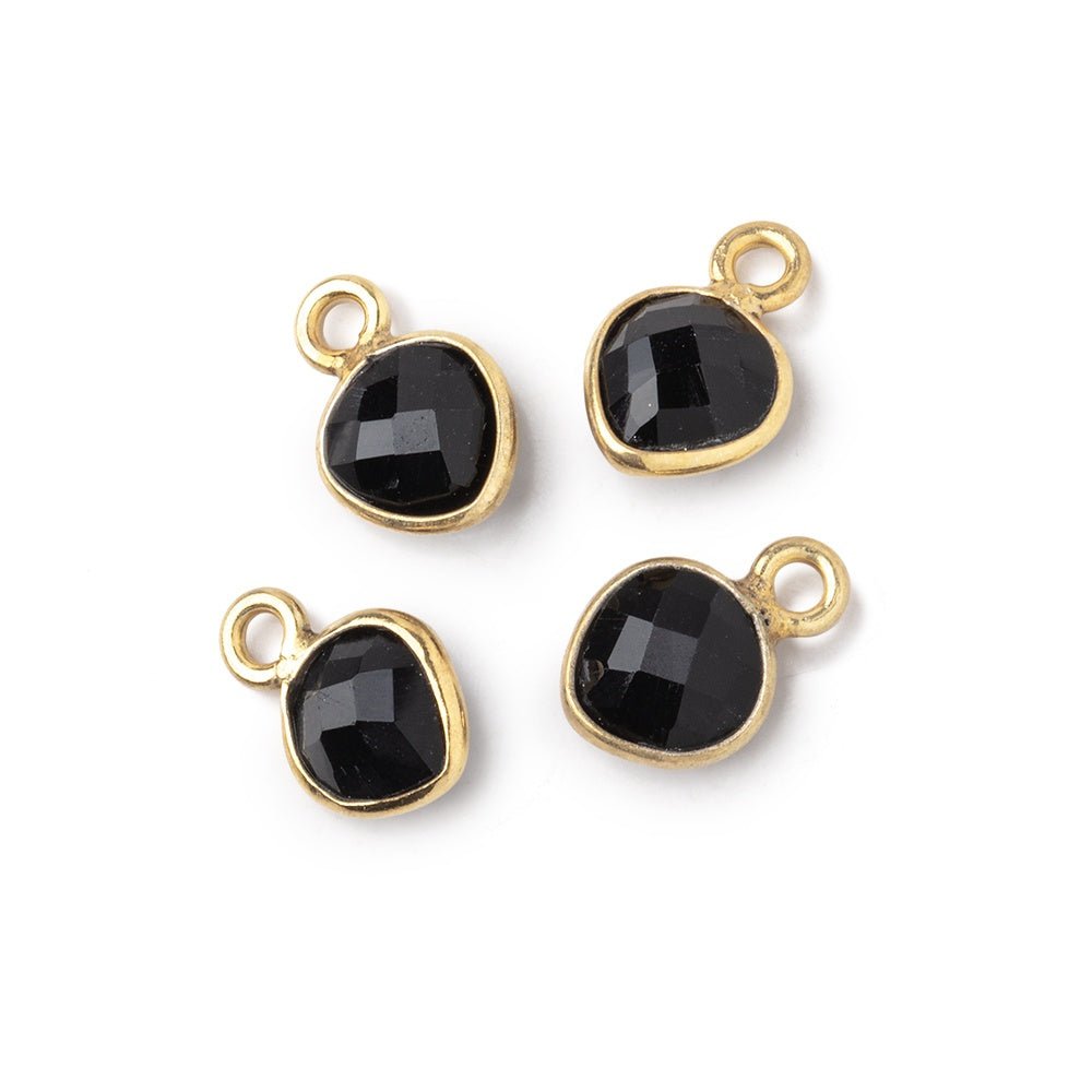 7mm Bezel Set Black Onyx Faceted Heart Set of 4 Pendants - Beadsofcambay.com