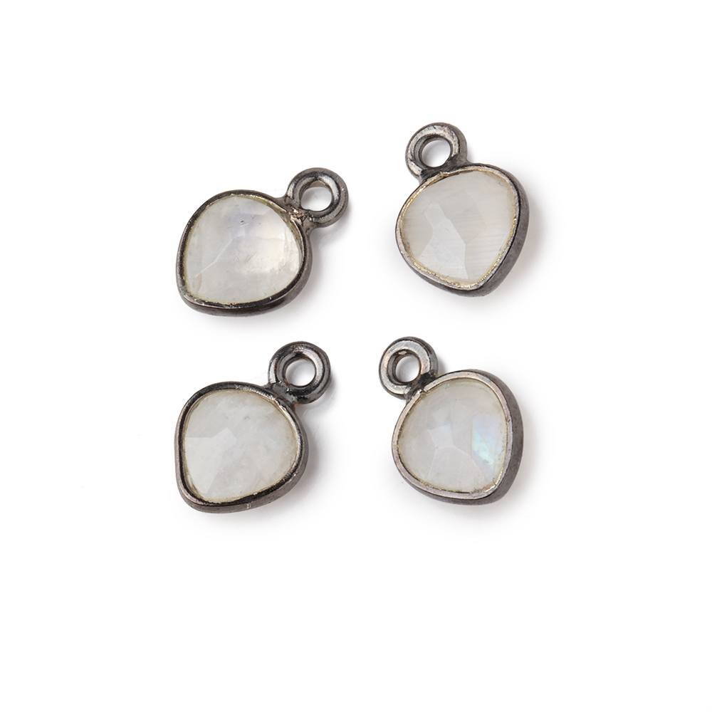 7mm Bezel Set Rainbow Moonstone Faceted Heart Set of 4 Pendants - Beadsofcambay.com