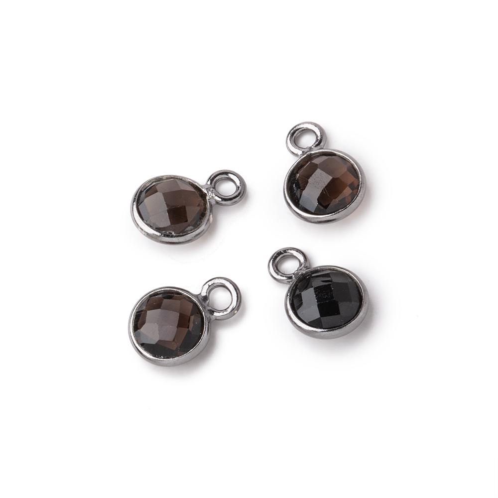 7mm Bezel Set Smoky Quartz Faceted Coin Set of 4 Pendants - Beadsofcambay.com