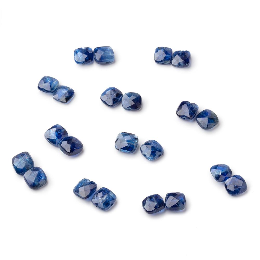 7mm Kyanite Faceted Pillow Focal Set of 2 Beads AA - Beadsofcambay.com