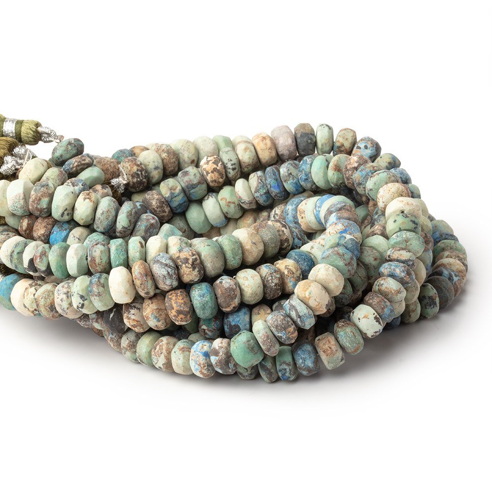 7mm Matte Chrysocolla plain Rondelle Beads 7.5 inch 45 pieces - Beadsofcambay.com