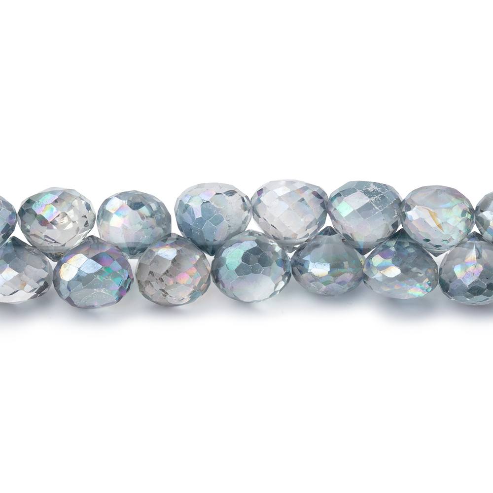 7mm Mystic White Topaz Faceted Candy Kiss Beads 9 inch 60 pieces - Beadsofcambay.com