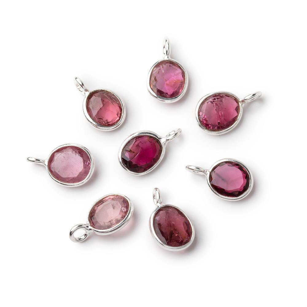 7x6mm Sterling Silver Bezel Pink Tourmaline Rose Cut Oval 1 Pendant - Beadsofcambay.com