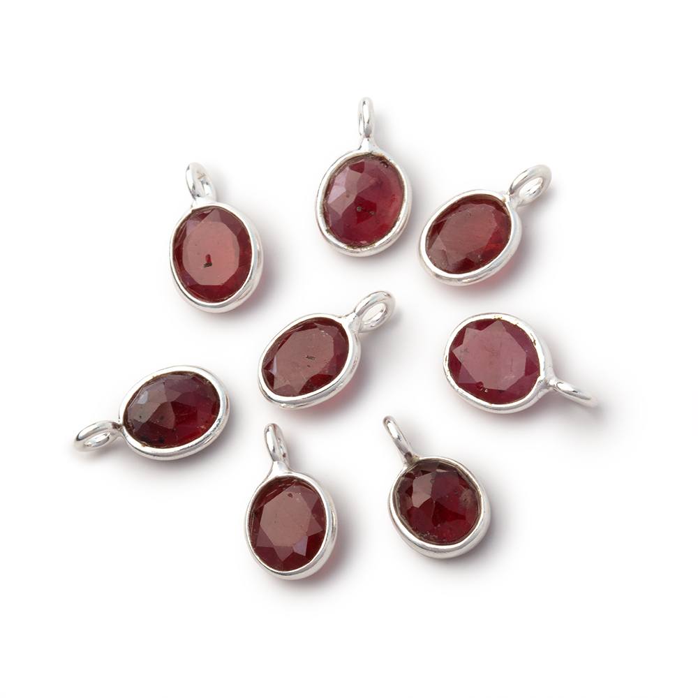 7x6mm Sterling Silver Bezel Ruby Rose Cut Oval Pendant 1 piece - Beadsofcambay.com