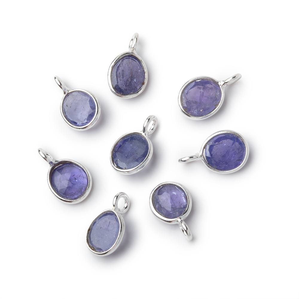 7x6mm Sterling Silver Bezel Tanzanite Rose Cut Oval Pendant 1 piece - Beadsofcambay.com