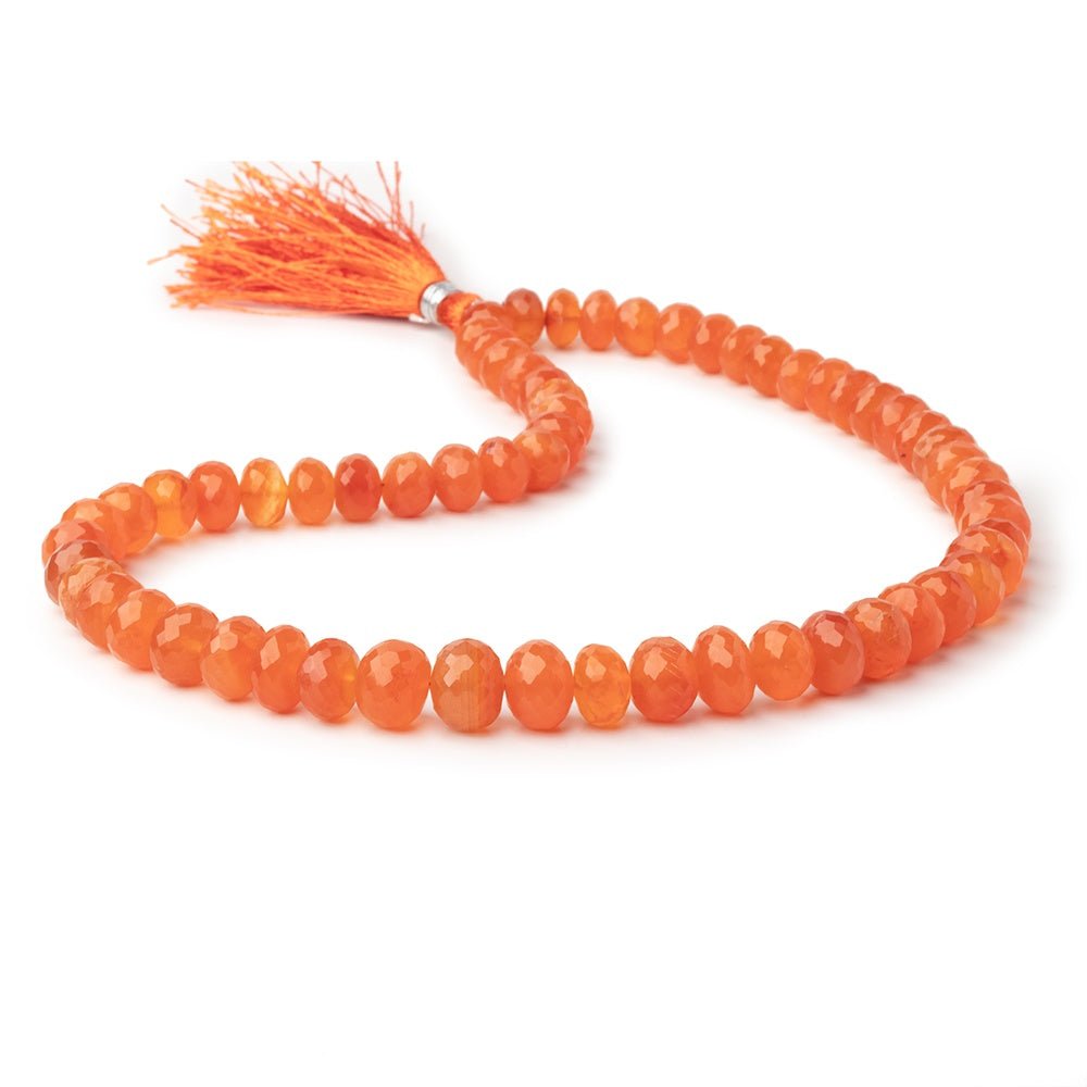 8 - 10.5mm Carnelian Faceted Rondelle Beads 15 inch 62 pieces - Beadsofcambay.com