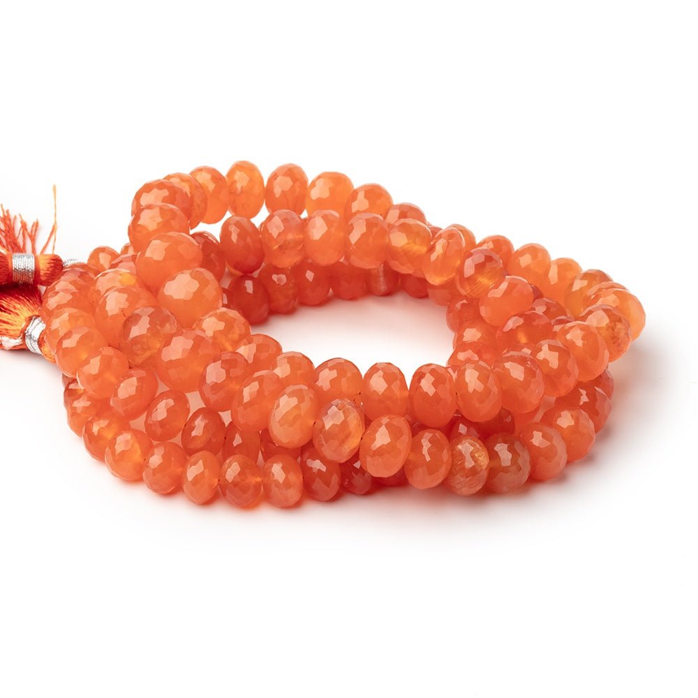 8 - 10.5mm Carnelian Faceted Rondelle Beads 15 inch 62 pieces - Beadsofcambay.com