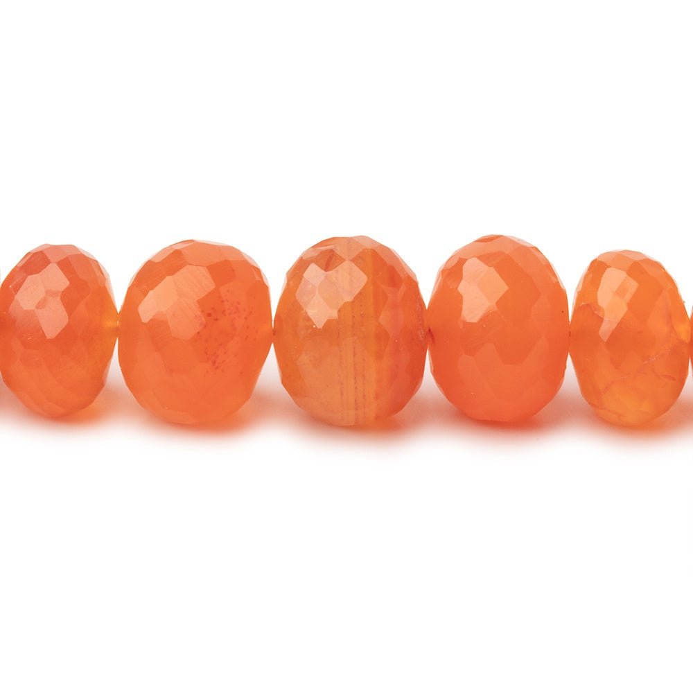 8 - 10.5mm Carnelian Faceted Rondelle Beads 15 inch 62 pieces - Beadsofcambay.com