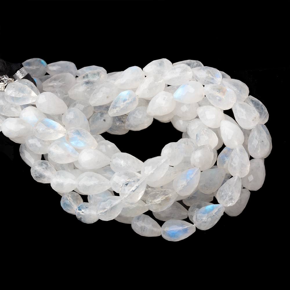 8 - 10mm Rainbow Moonstone Straight Drill Tear Drop 7.25 inch 19 Beads - Beadsofcambay.com