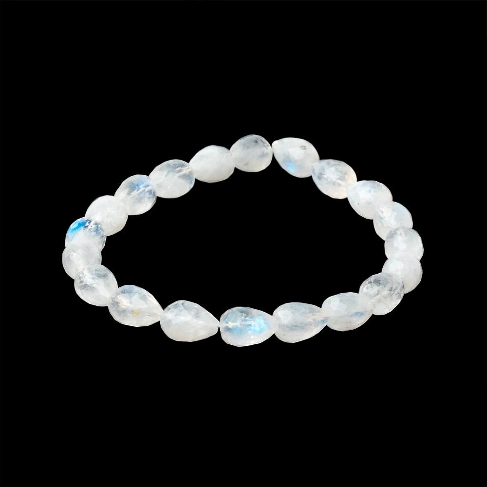 8 - 10mm Rainbow Moonstone Straight Drill Tear Drop 7.25 inch 19 Beads - Beadsofcambay.com