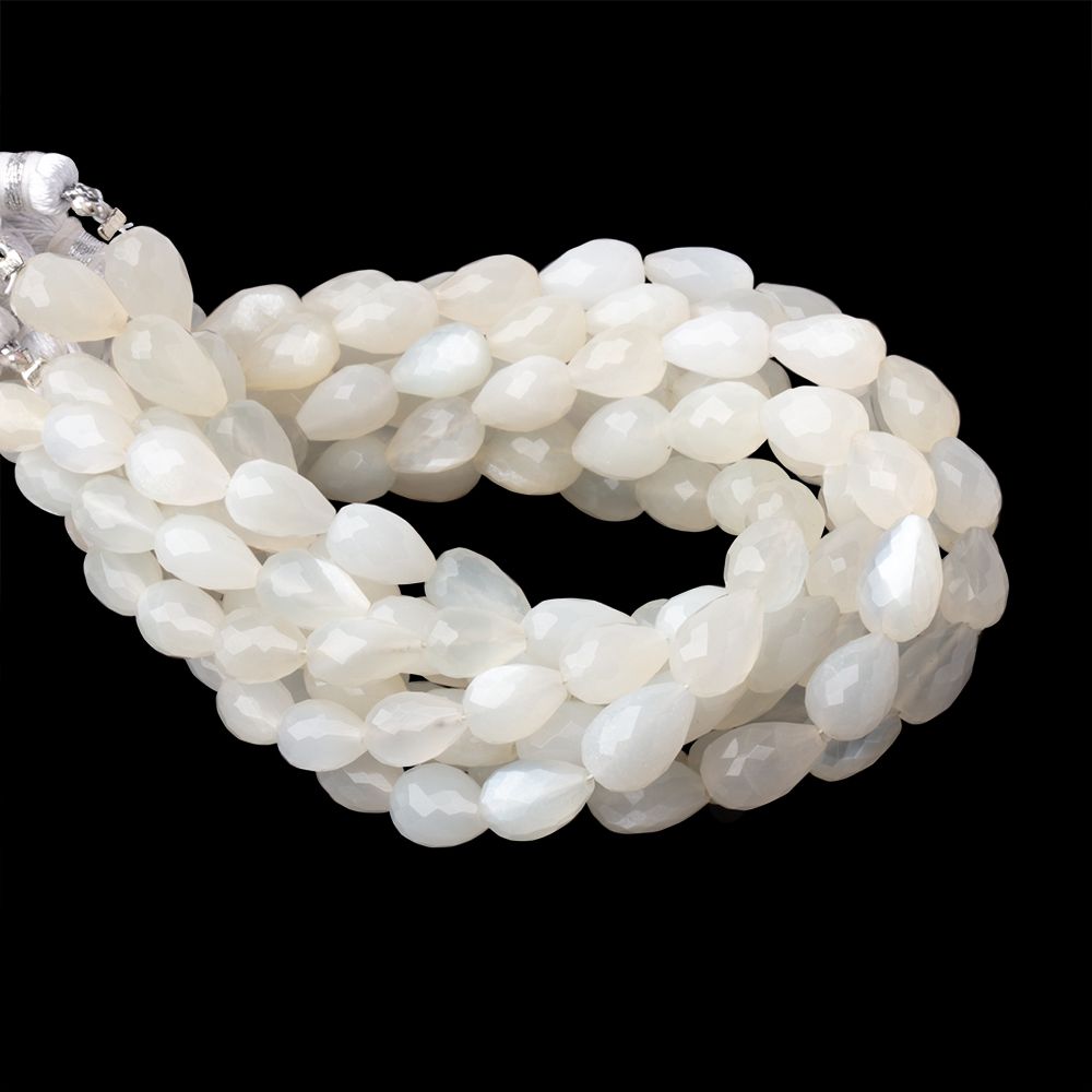 8 - 10mm White Moonstone Straight Drill Tear Drop 7.25 in 19 Beads - Beadsofcambay.com