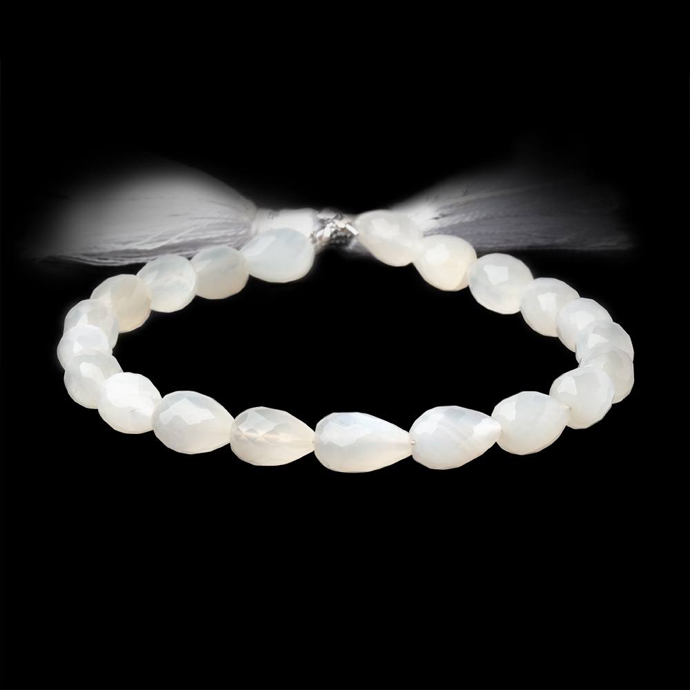 8 - 10mm White Moonstone Straight Drill Tear Drop 7.25 in 19 Beads - Beadsofcambay.com