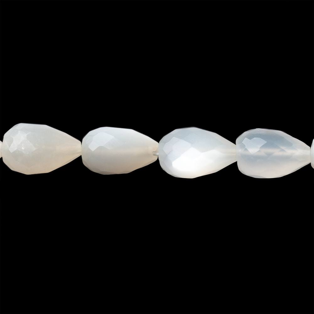 8 - 10mm White Moonstone Straight Drill Tear Drop 7.25 in 19 Beads - Beadsofcambay.com