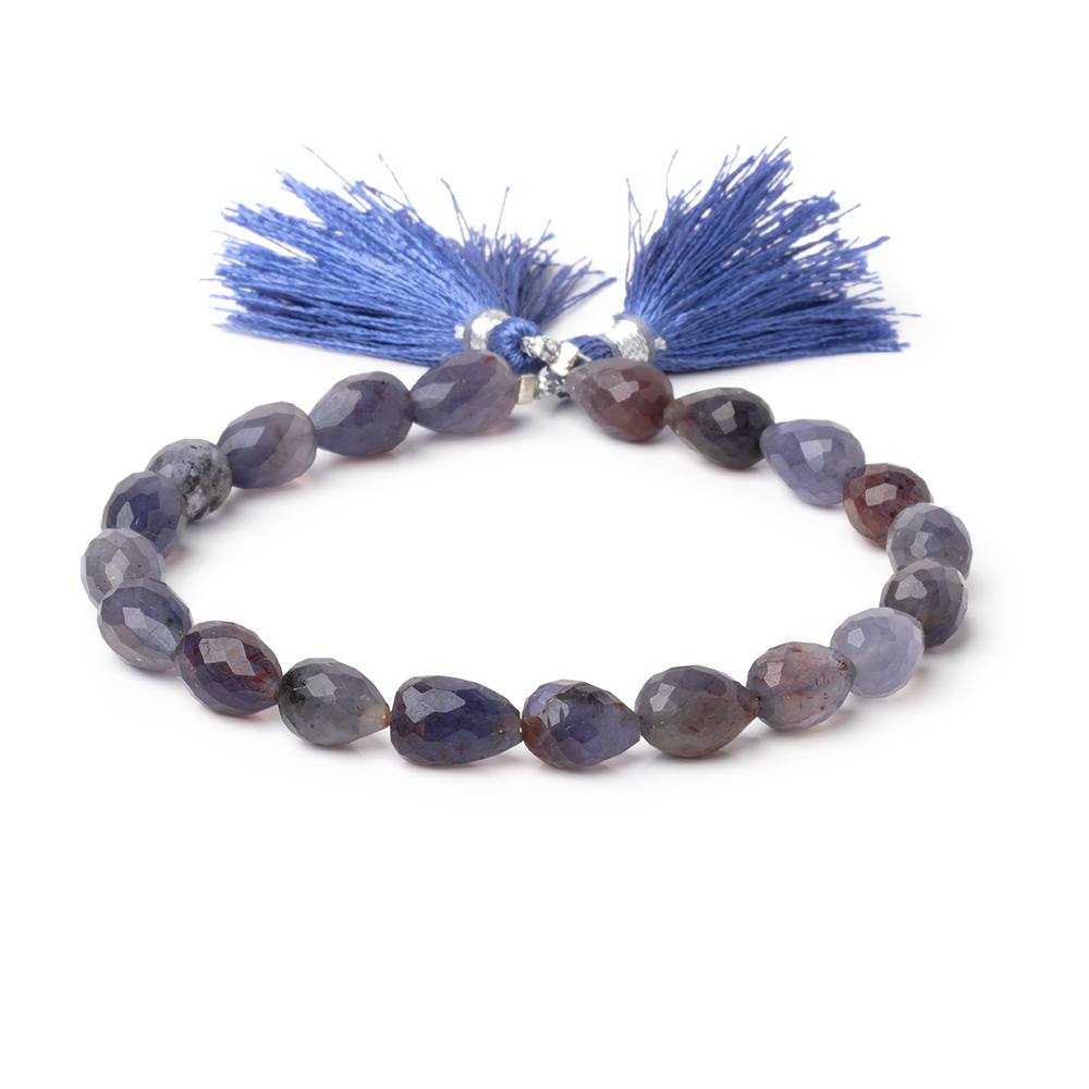 8 - 11mm Bloodshot Iolite - Sunstone Straight Drill Tear Drop 7.25 inch 19 Beads - Beadsofcambay.com