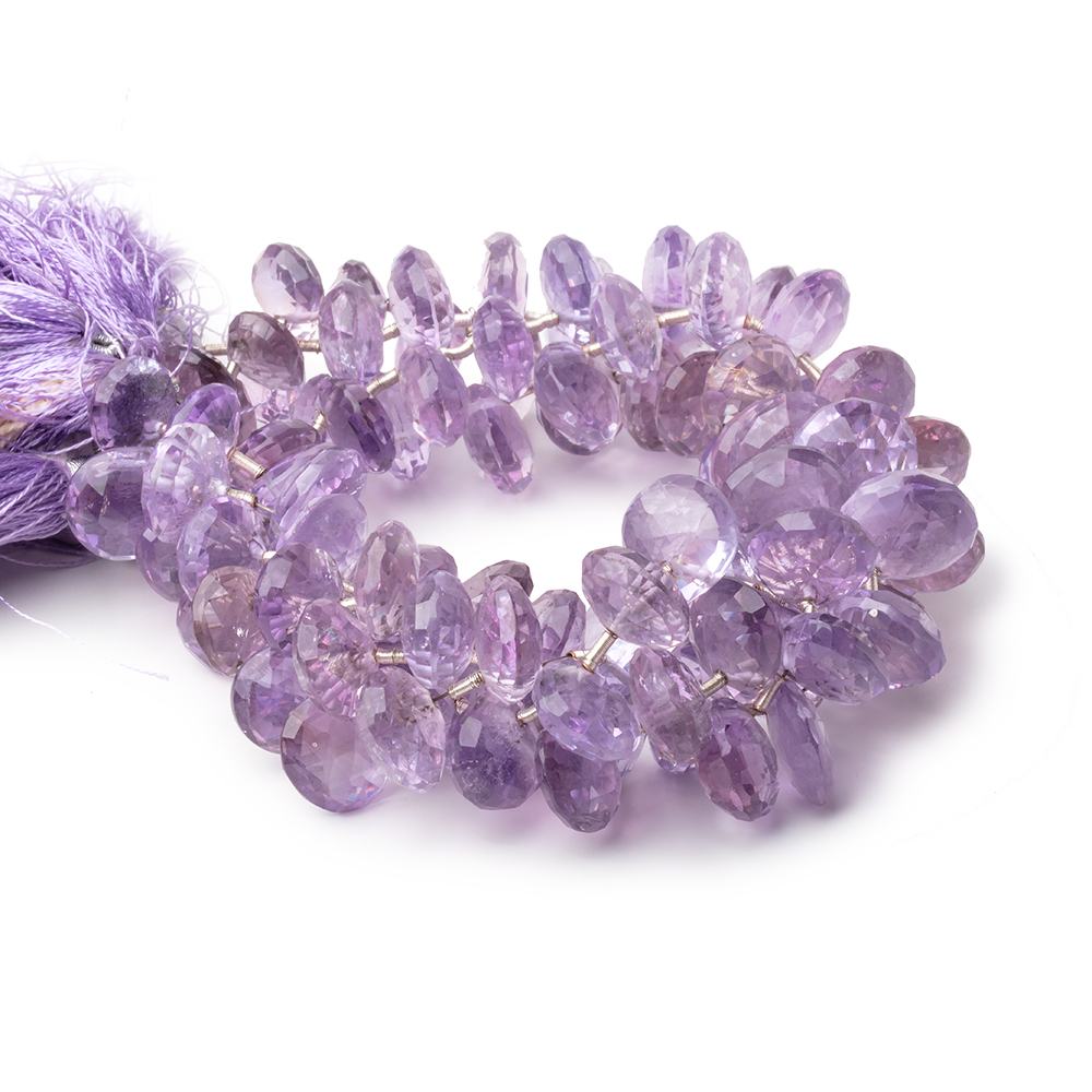 8 - 11mm Pink Amethyst Front Drilled Faceted Hearts 7.5 inch 25 Beads - Beadsofcambay.com