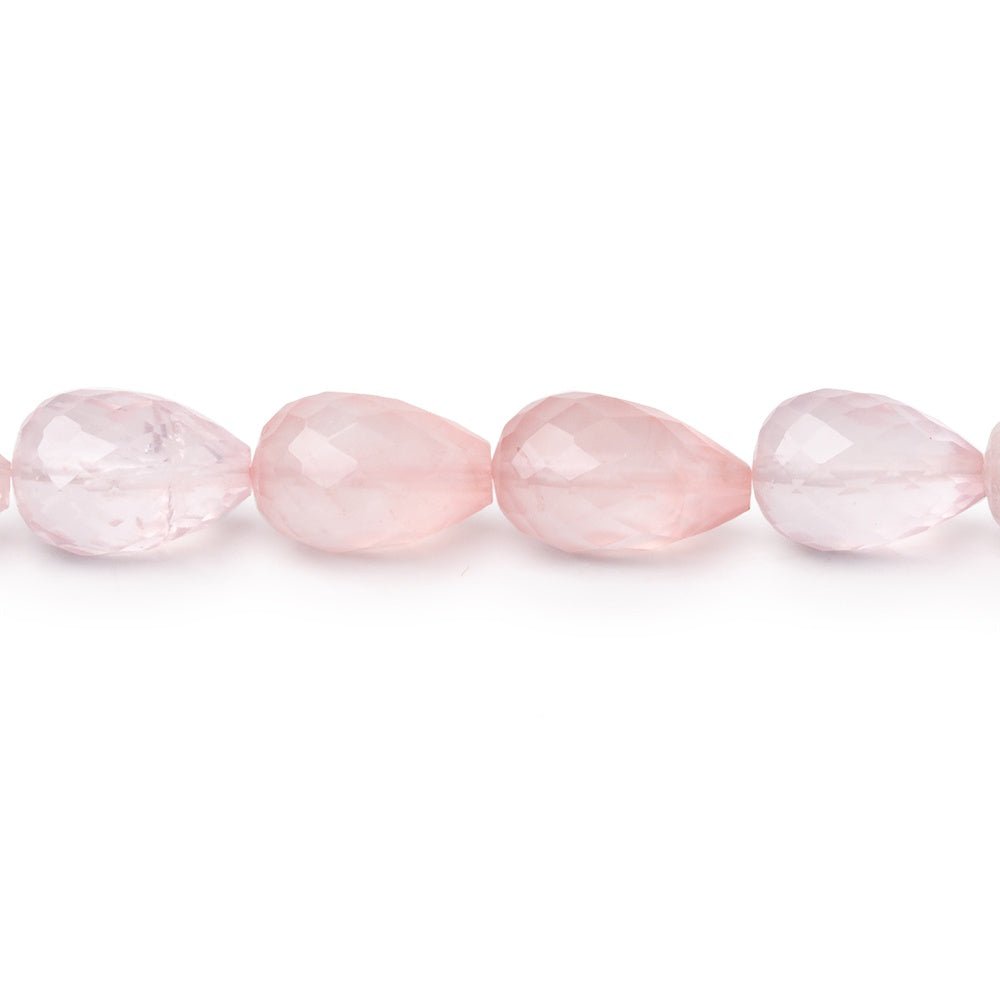 8 - 11mm Rose Quartz Straight Drill Tear Drop 7.25 inch 19 Beads - Beadsofcambay.com