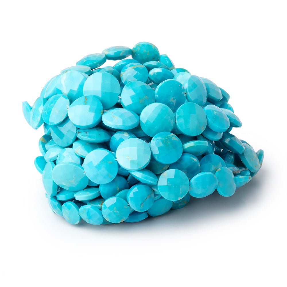 8 - 13mm Sleeping Beauty Turquoise Faceted Coin 17 inch 41 Beads AA - Beadsofcambay.com