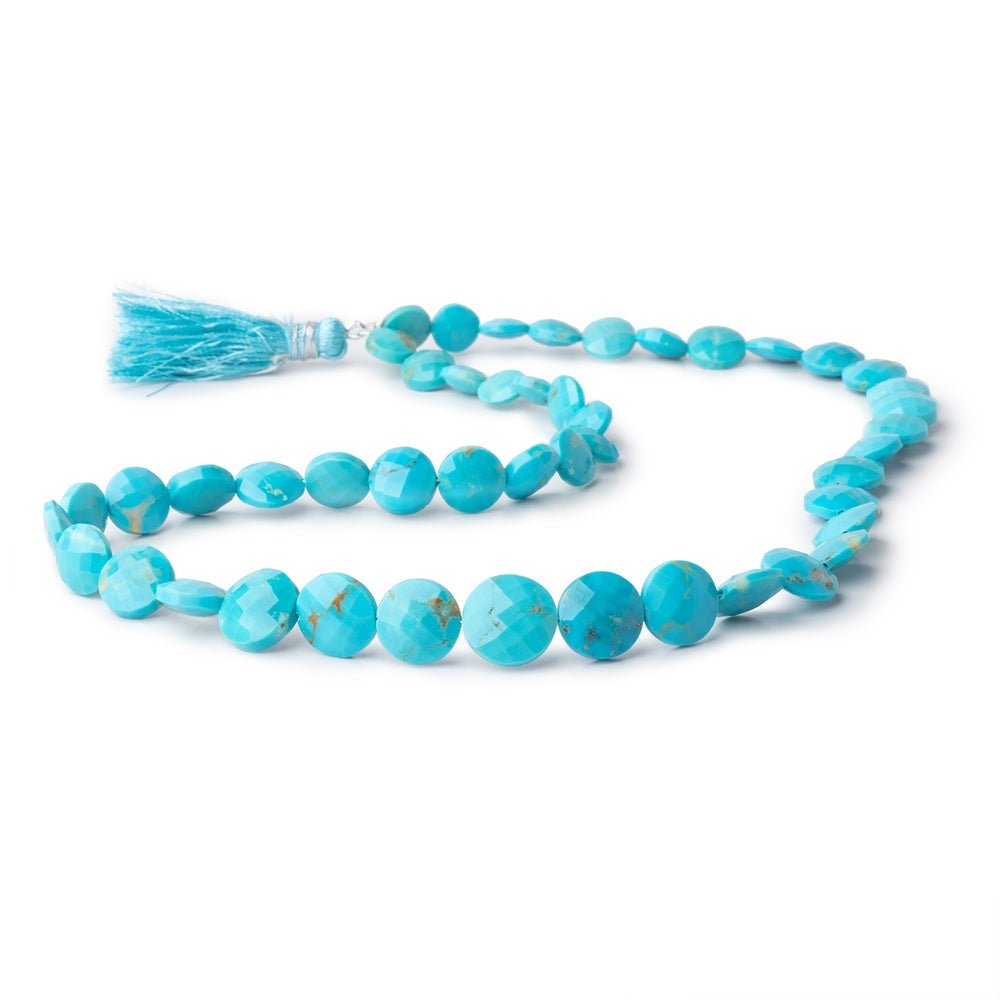 8 - 13mm Sleeping Beauty Turquoise Faceted Coin 17 inch 41 Beads AA - Beadsofcambay.com