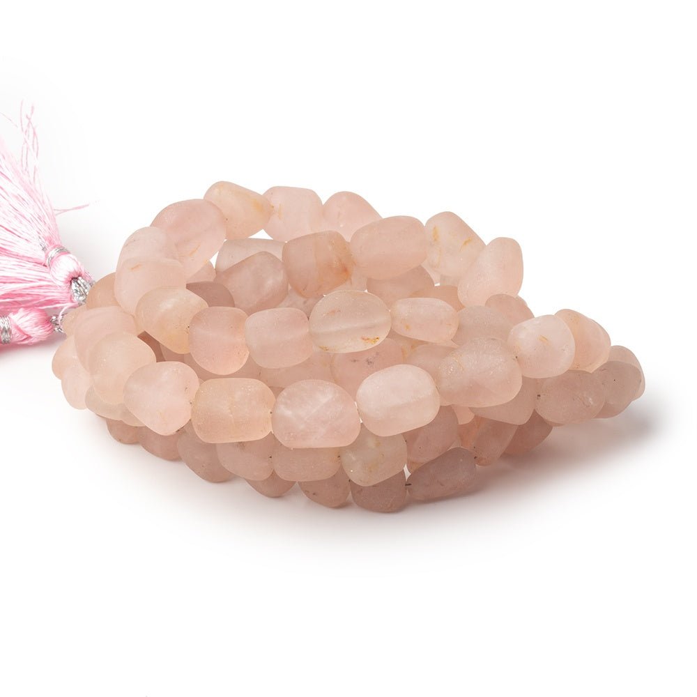 8 - 16mm Matte Morganite Plain Nugget Beads 16 inch 36 pieces - Beadsofcambay.com