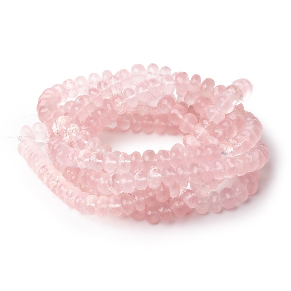 8 - 8.5mm Rose Quartz Faceted Rondelle Beads 16 inch 78 pieces AA - Beadsofcambay.com