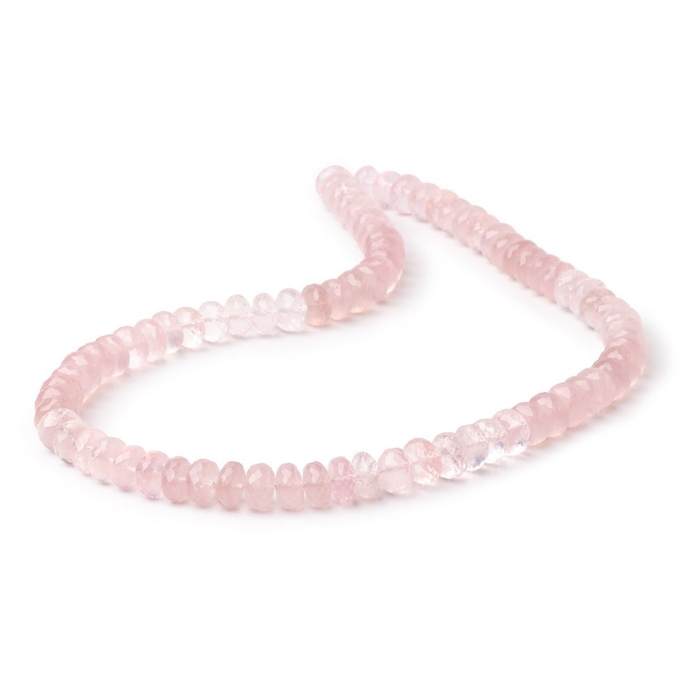 8 - 8.5mm Rose Quartz Faceted Rondelle Beads 16 inch 78 pieces AA - Beadsofcambay.com