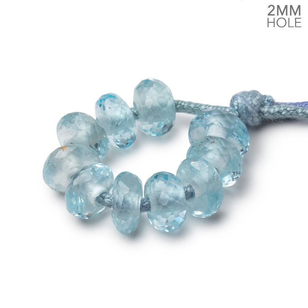 8 - 8.5mm Sky Blue Topaz 2mm Large Hole Faceted Rondelle Set of 10 Beads - Beadsofcambay.com