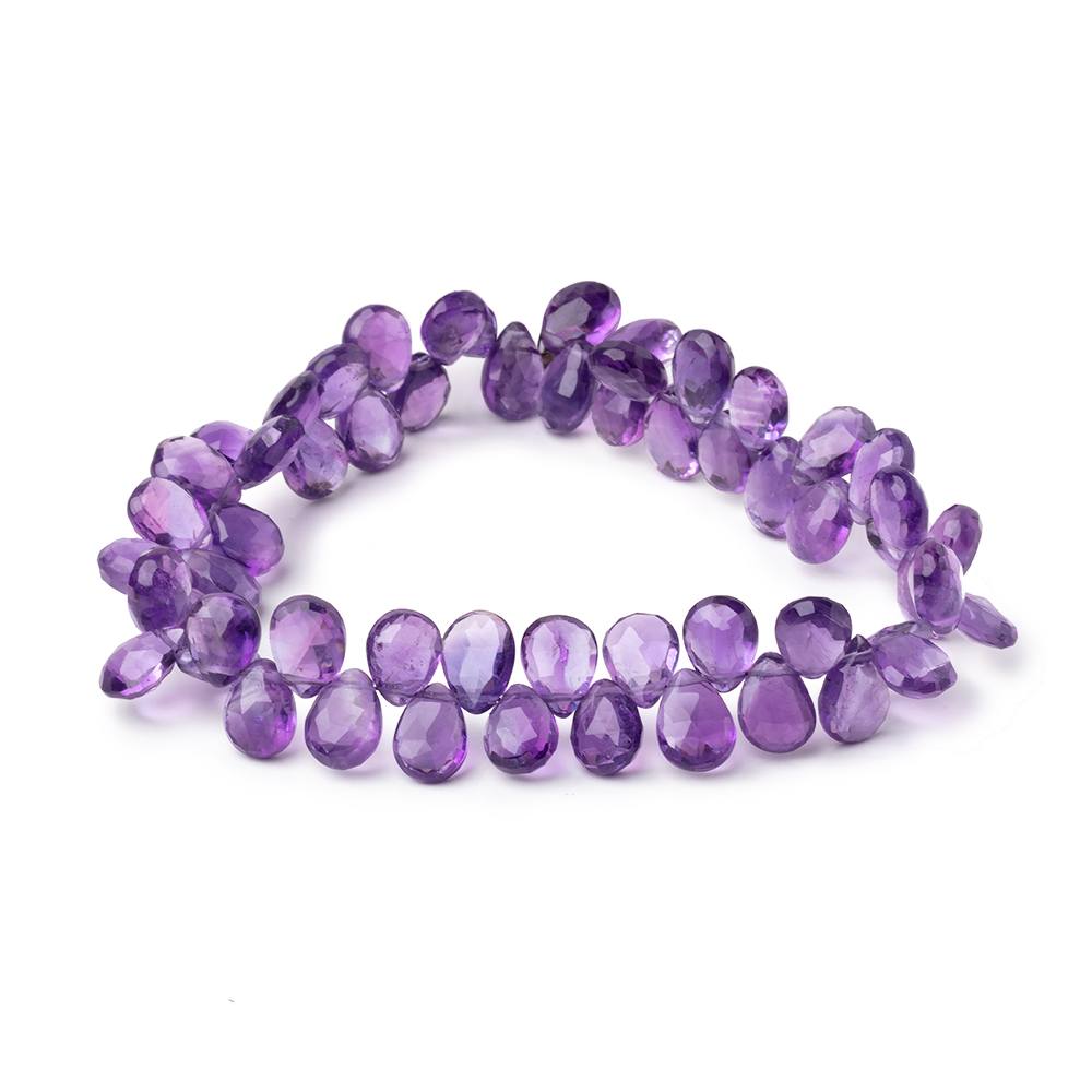 8 - 9mm Amethyst Faceted Pear Beads 8 inch 54 pieces - Beadsofcambay.com