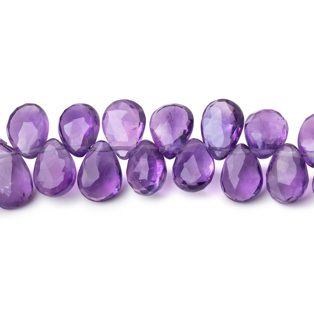 8 - 9mm Amethyst Faceted Pear Beads 8 inch 54 pieces - Beadsofcambay.com