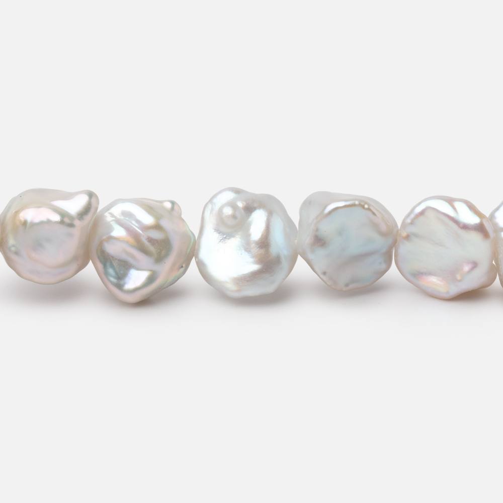 8 - 9mm Off White Keshi Side Drilled Freshwater Pearl 15.5 inch 51 Beads - Beadsofcambay.com