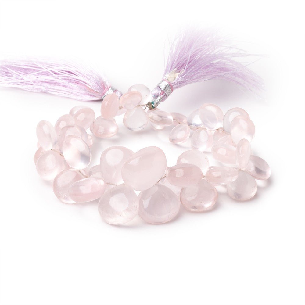 8.5 - 16mm Rose Quartz Plain Heart 8 inch 48 Beads - Beadsofcambay.com