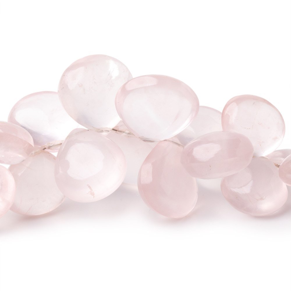 8.5 - 16mm Rose Quartz Plain Heart 8 inch 48 Beads - Beadsofcambay.com