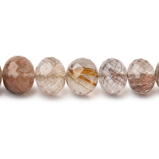 8.5 - 9.5mm Rutilated Quartz Faceted Rondelle Beads 8 inch 29 pieces - Beadsofcambay.com