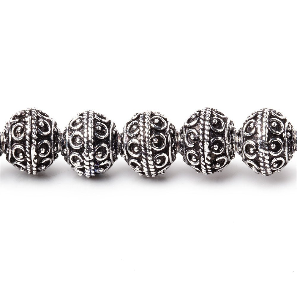 8mm Antiqued Silver Plated Copper Roval Persian Beads 8 inch 28 pieces - Beadsofcambay.com