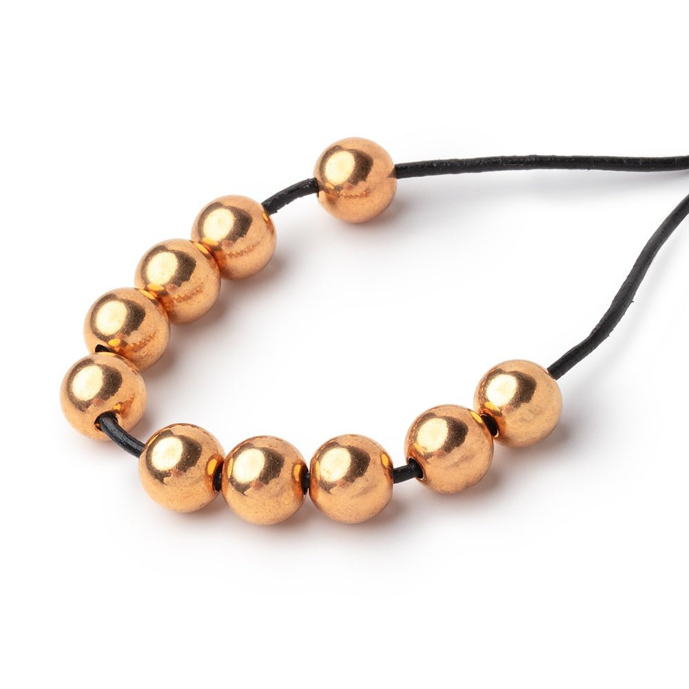 8mm Brass Plain Large Hole Rounds Set of 10 beads - Beadsofcambay.com