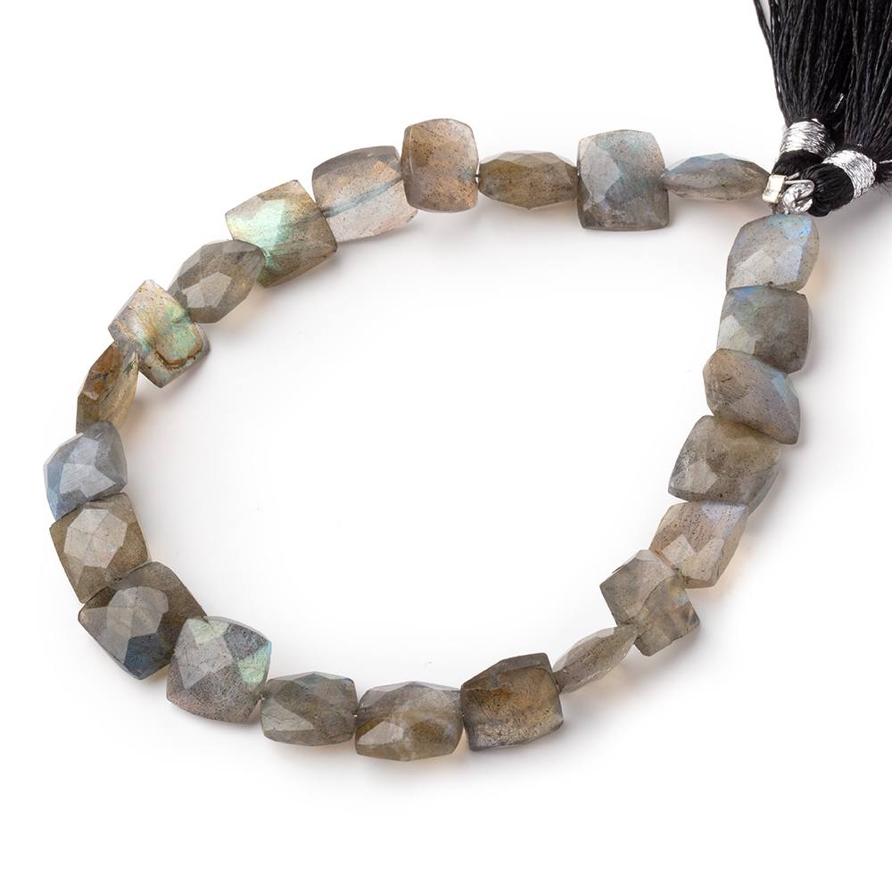 8mm Labradorite faceted square beads 7.5 inch 21 pieces - Beadsofcambay.com