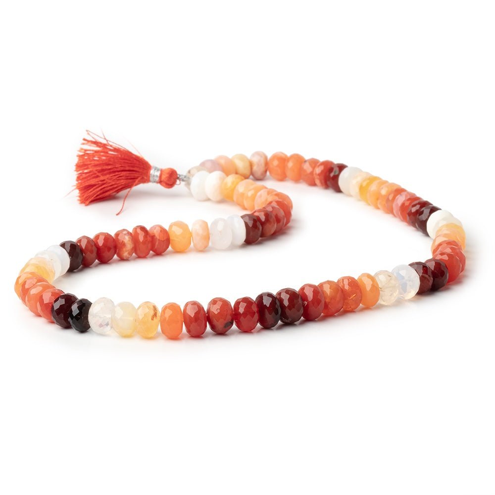 8mm Mexican Fire Opal Faceted Rondelle Beads 16 inch 75 pieces - Beadsofcambay.com